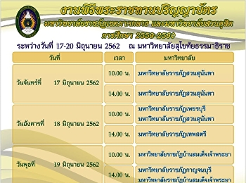 กำหนดการงานพิธีพระราชทานปริญญาบัตร